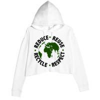 Recycle Reduce Reuse Respect Earth Day Crop Fleece Hoodie