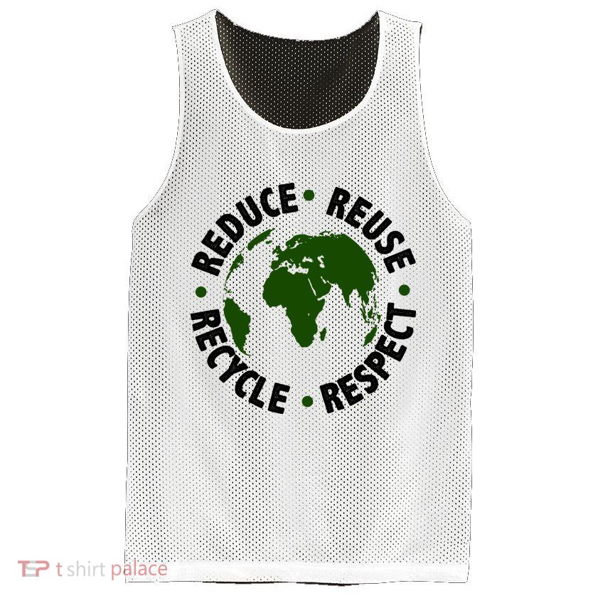 Recycle Reduce Reuse Respect Earth Day Mesh Reversible Basketball Jersey Tank
