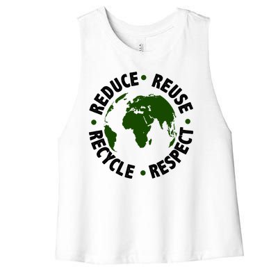 Recycle Reduce Reuse Respect Earth Day Women's Racerback Cropped Tank