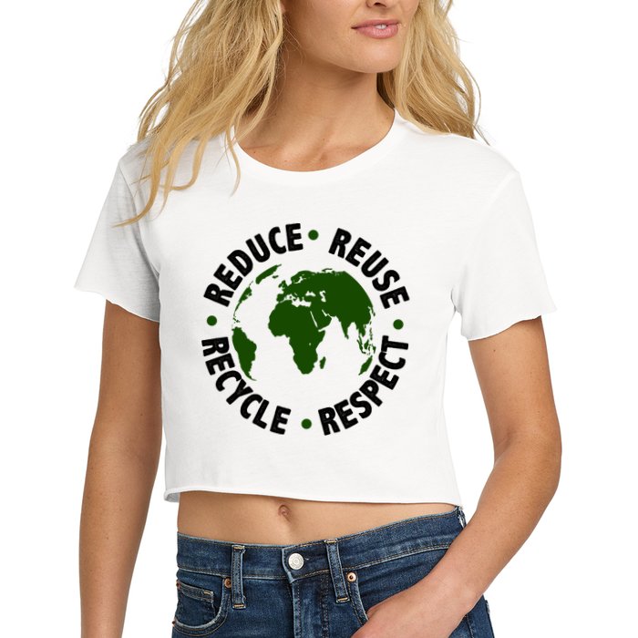 Recycle Reduce Reuse Respect Earth Day Crop Top