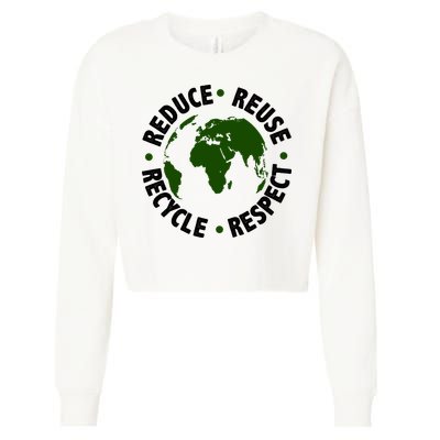 Recycle Reduce Reuse Respect Earth Day Cropped Pullover Crew