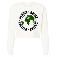 Recycle Reduce Reuse Respect Earth Day Cropped Pullover Crew