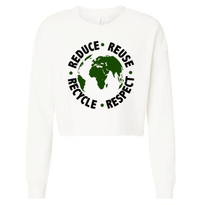 Recycle Reduce Reuse Respect Earth Day Cropped Pullover Crew