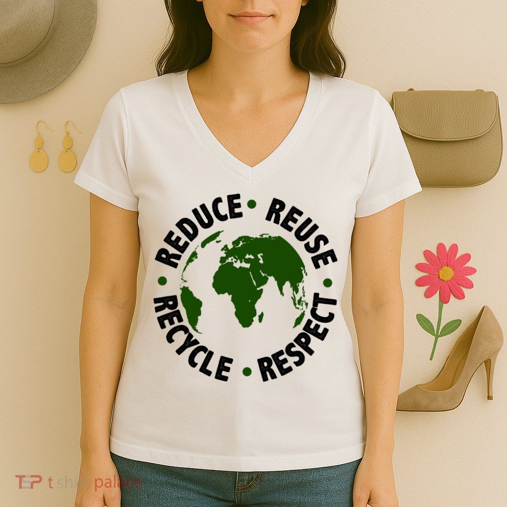 Recycle Reduce Reuse Respect Earth Day Women's V-Neck T-Shirt