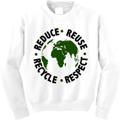 Recycle Reduce Reuse Respect Earth Day Kids Sweatshirt