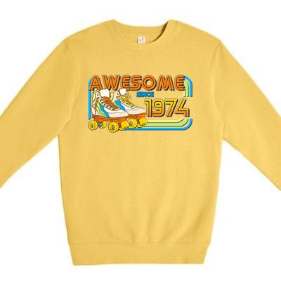 Retro Roller Skates Awesome Since 1974 50th Birthday Premium Crewneck Sweatshirt