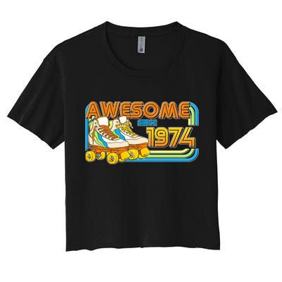 Retro Roller Skates Awesome Since 1974 50th Birthday Crop Top