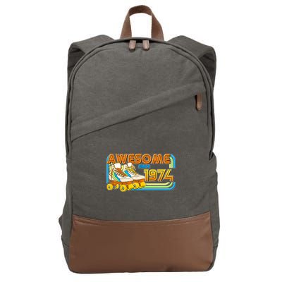 Retro Roller Skates Awesome Since 1974 50th Birthday Cotton Canvas Backpack