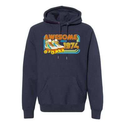 Retro Roller Skates Awesome Since 1974 50th Birthday Premium Hoodie