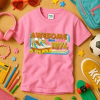 Retro Roller Skates Awesome Since 1974 50th Birthday Kids T-Shirt