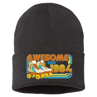 Retro Roller Skates Awesome Since 1984 40th Birthday Sustainable Knit Beanie