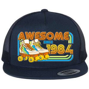 Retro Roller Skates Awesome Since 1984 40th Birthday Flat Bill Trucker Hat