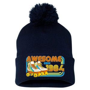 Retro Roller Skates Awesome Since 1984 40th Birthday Pom Pom 12in Knit Beanie