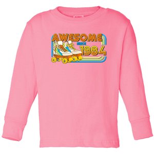 Retro Roller Skates Awesome Since 1984 40th Birthday Toddler Long Sleeve Shirt