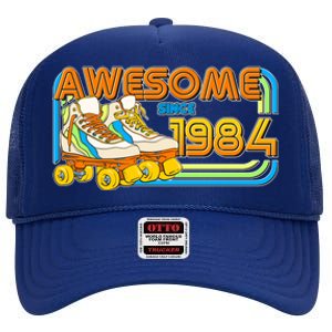 Retro Roller Skates Awesome Since 1984 40th Birthday High Crown Mesh Back Trucker Hat