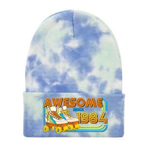 Retro Roller Skates Awesome Since 1984 40th Birthday Tie Dye 12in Knit Beanie