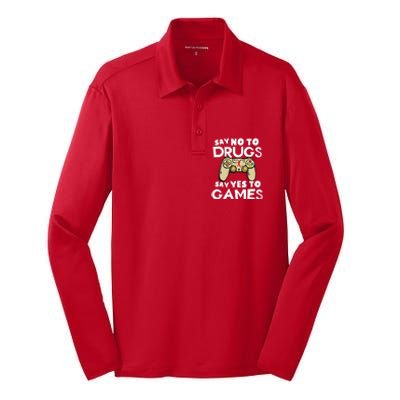 Red Ribbon Squad Week Say No To Say Yes To Video Games Silk Touch Performance Long Sleeve Polo