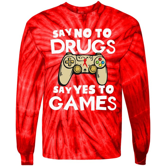 Red Ribbon Squad Week Say No To Say Yes To Video Games Tie-Dye Long Sleeve Shirt