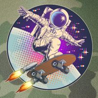 Retro Rocket Skateboarding Space Astronaut Legacy Tie Dye Trucker Hat