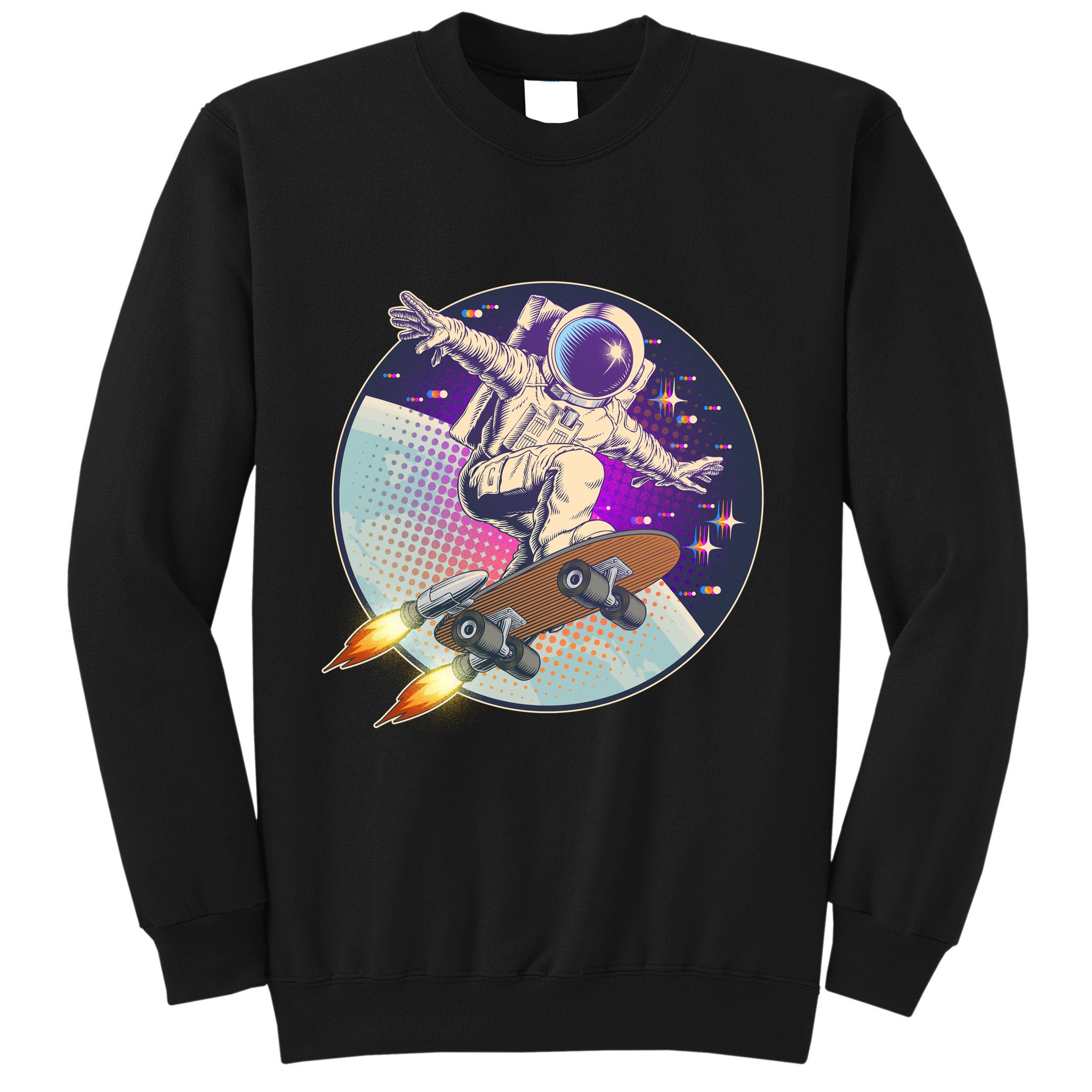 Retro Rocket Skateboarding Space Astronaut Sweatshirt