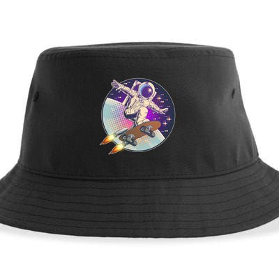 Retro Rocket Skateboarding Space Astronaut Sustainable Bucket Hat