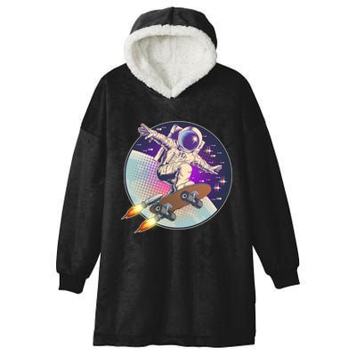 Retro Rocket Skateboarding Space Astronaut Hooded Wearable Blanket