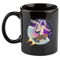 Retro Rocket Skateboarding Space Astronaut 11oz C Handle Ceramic Mug