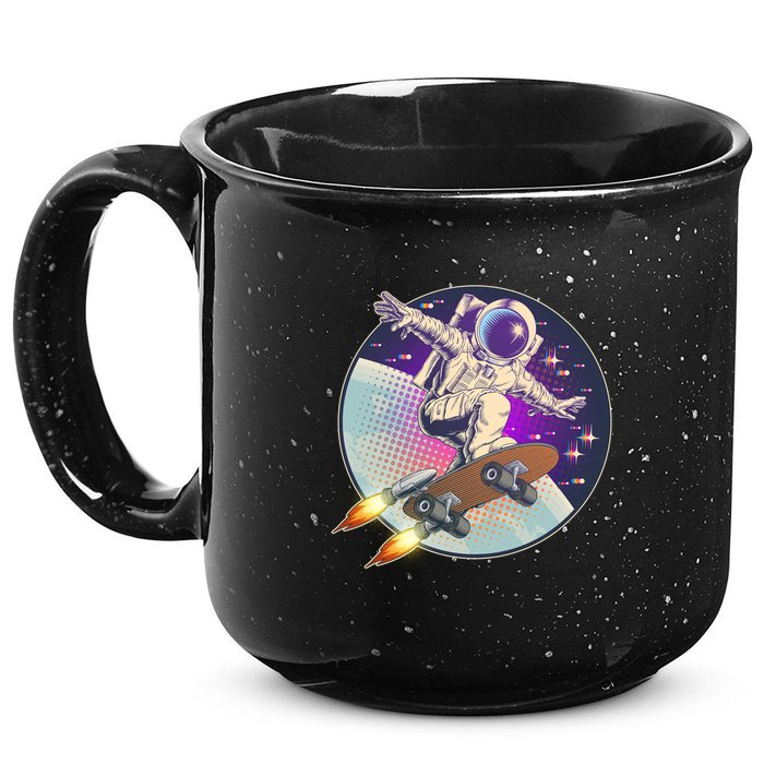 Retro Rocket Skateboarding Space Astronaut 15oz Campfire Ceramic Mug