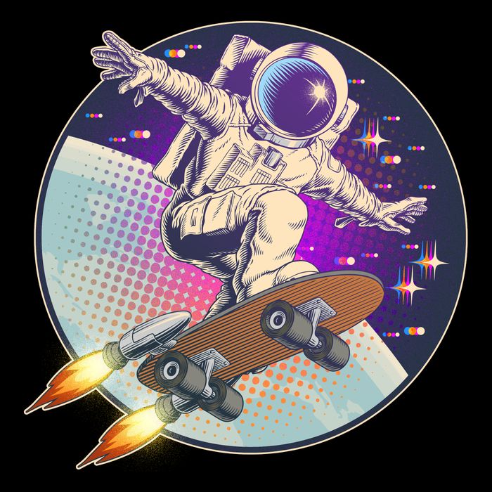 Retro Rocket Skateboarding Space Astronaut 16 in Basic Backpack