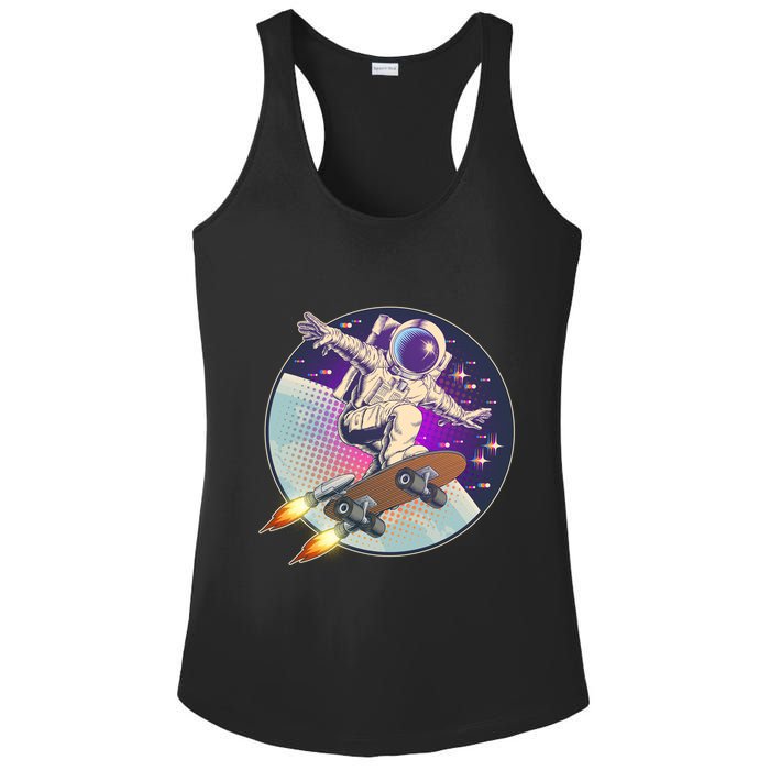 Retro Rocket Skateboarding Space Astronaut Ladies PosiCharge Competitor Racerback Tank