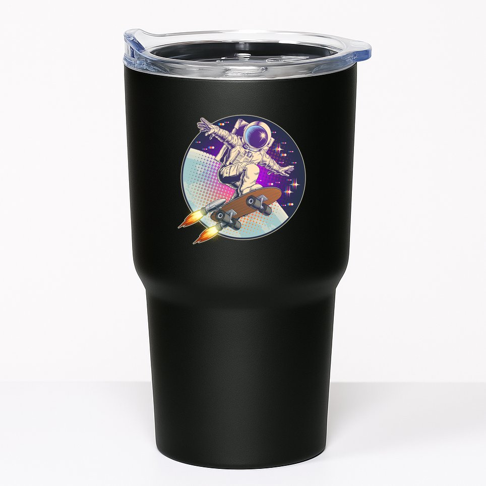 Retro Rocket Skateboarding Space Astronaut Tumbler