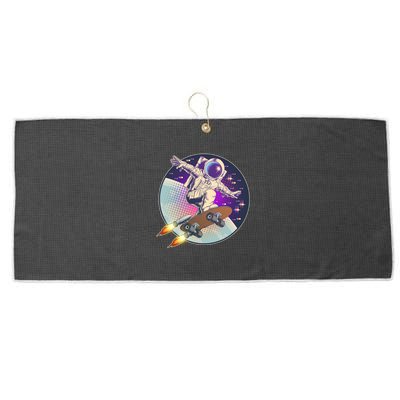 Retro Rocket Skateboarding Space Astronaut Large Microfiber Waffle Golf Towel