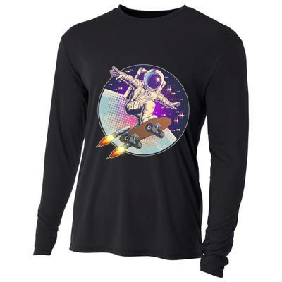 Retro Rocket Skateboarding Space Astronaut Cooling Performance Long Sleeve Crew