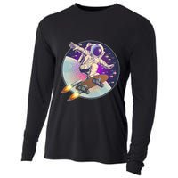 Retro Rocket Skateboarding Space Astronaut Cooling Performance Long Sleeve Crew