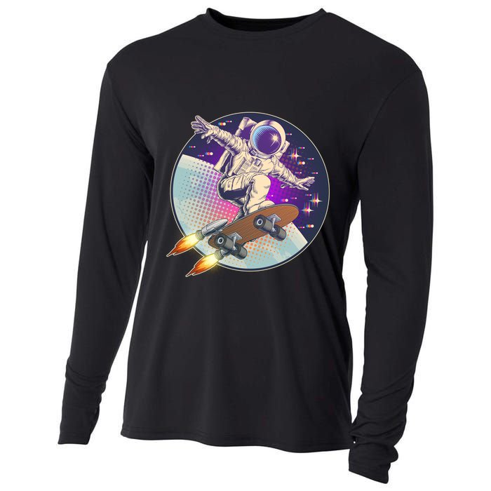 Retro Rocket Skateboarding Space Astronaut Cooling Performance Long Sleeve Crew