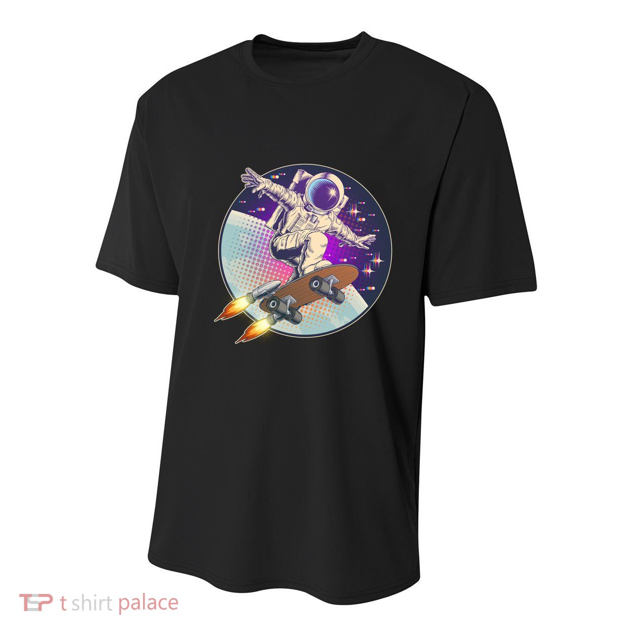 Retro Rocket Skateboarding Space Astronaut Youth Performance Sprint T-Shirt