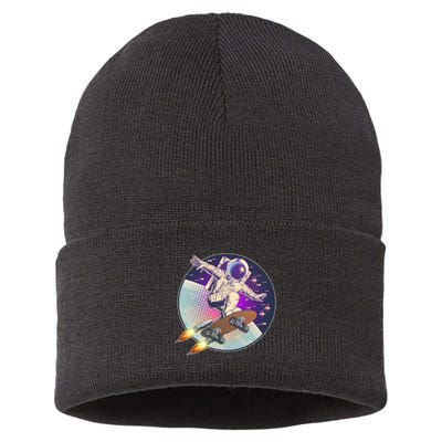 Retro Rocket Skateboarding Space Astronaut Sustainable Knit Beanie
