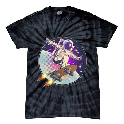 Retro Rocket Skateboarding Space Astronaut Tie-Dye T-Shirt