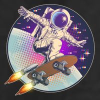 Retro Rocket Skateboarding Space Astronaut Trucker Hat