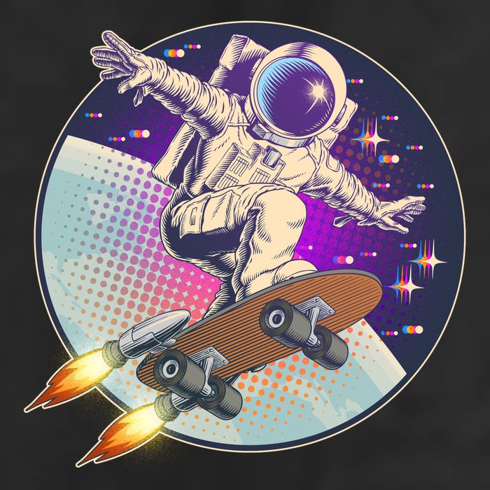 Retro Rocket Skateboarding Space Astronaut Trucker Hat