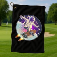 Retro Rocket Skateboarding Space Astronaut Golf Towel