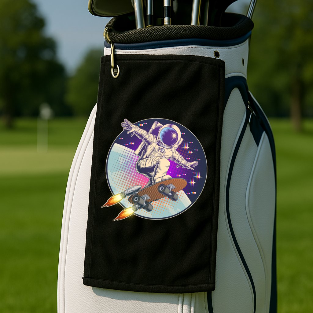 Retro Rocket Skateboarding Space Astronaut Golf Towel