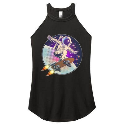 Retro Rocket Skateboarding Space Astronaut Women's Perfect Tri Rocker Tank