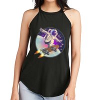 Retro Rocket Skateboarding Space Astronaut Women's Perfect Tri Rocker Tank