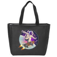 Retro Rocket Skateboarding Space Astronaut Zip Tote Bag