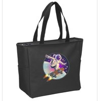 Retro Rocket Skateboarding Space Astronaut Zip Tote Bag