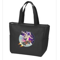Retro Rocket Skateboarding Space Astronaut Zip Tote Bag
