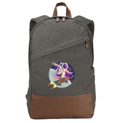 Retro Rocket Skateboarding Space Astronaut Cotton Canvas Backpack