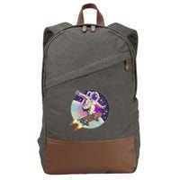 Retro Rocket Skateboarding Space Astronaut Cotton Canvas Backpack