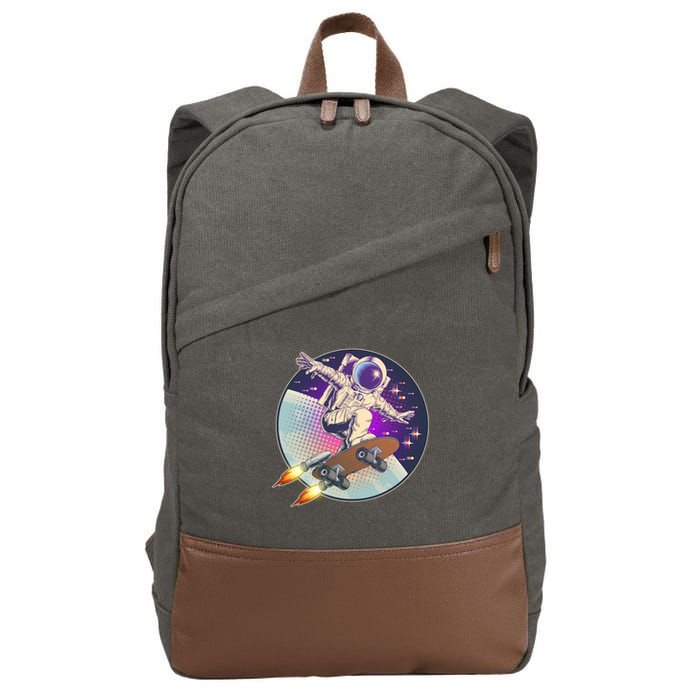 Retro Rocket Skateboarding Space Astronaut Cotton Canvas Backpack